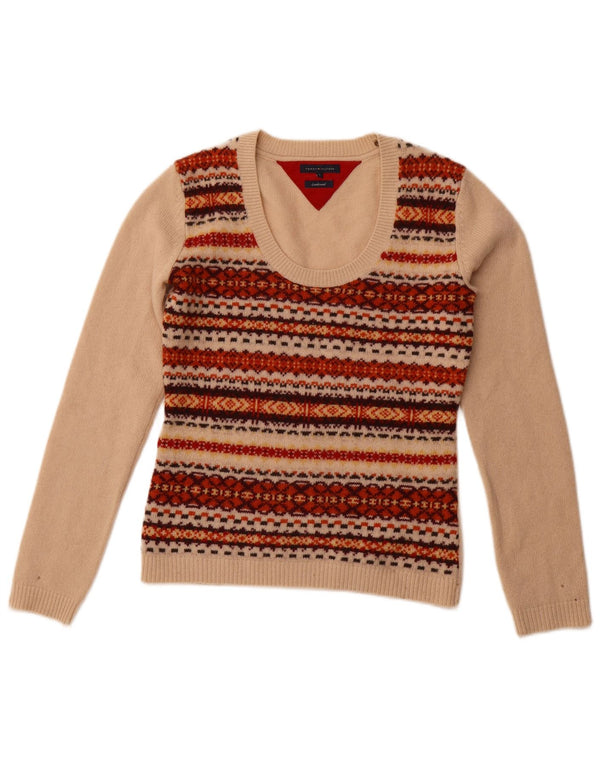 TOMMY HILFIGER Damen-Pullover mit U-Boot-Ausschnitt, Gr. 10, Small Beige Fair Isle