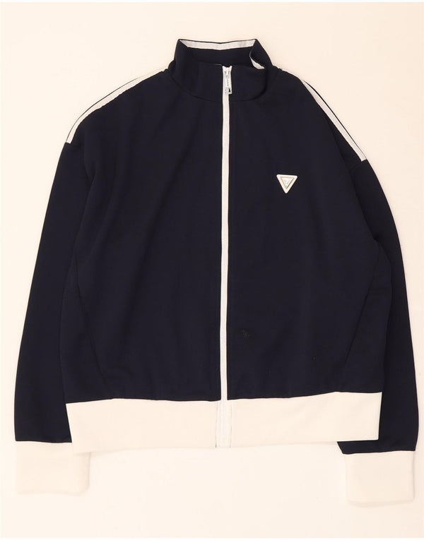 Guess Damen-Trainingsanzug-Top-Jacke, UK 16, Größe L, Marineblau, Farbblock