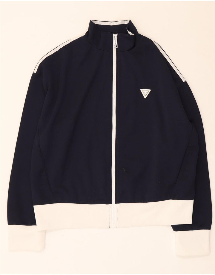 Guess Damen-Trainingsanzug-Top-Jacke, UK 16, Größe L, Marineblau, Farbblock