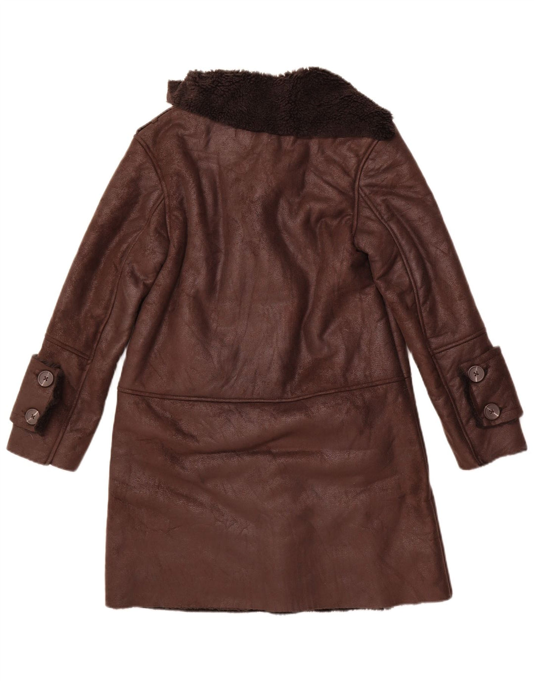 STRADIVARIUS Damen Übergroßer Sherpa-Mantel UK 6 XS Braun Polyester