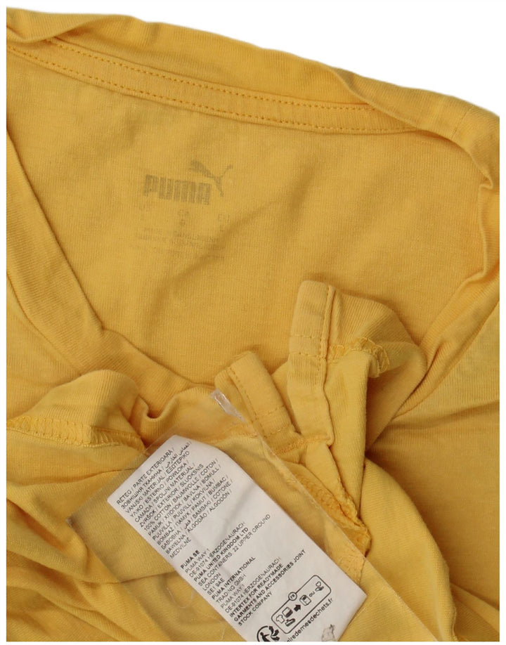 Puma Herren Grafik-T-Shirt-Oberteil, groß, gelbe Baumwolle
