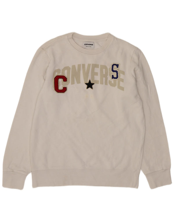 CONVERSE Herren-Sweatshirt mit Grafik, Größe S, weiße Baumwolle
