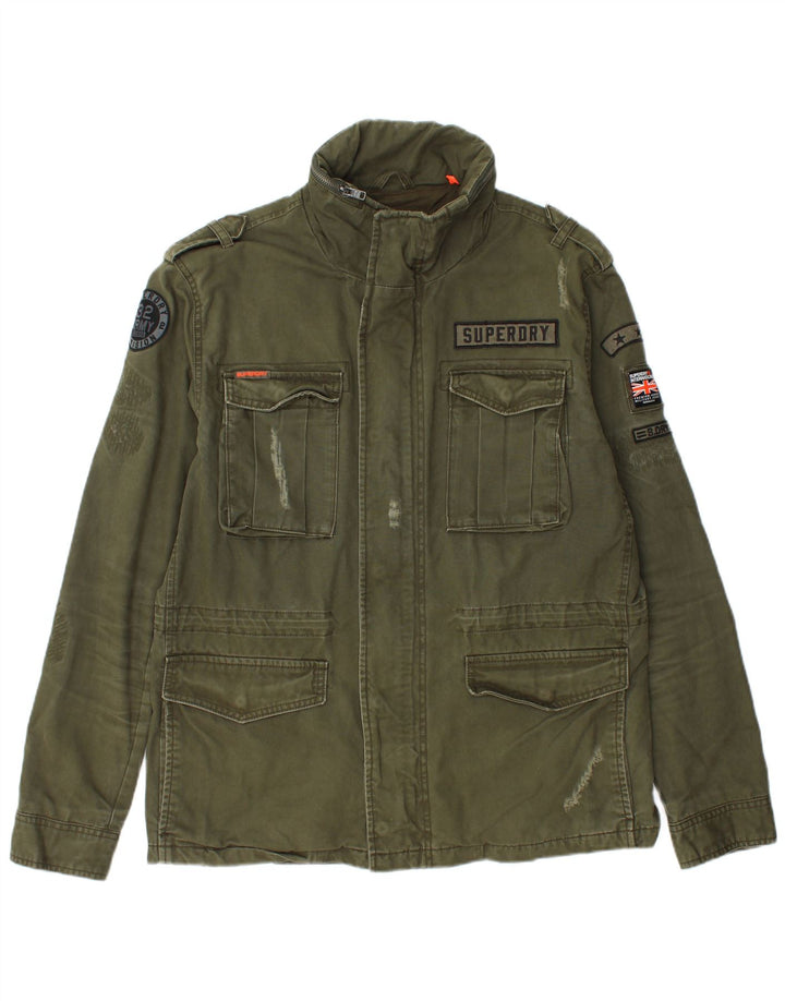 SUPERDRY Herren-Militärjacke mit Distressed-Grafik, UK 44, 2XL, Khaki, Baumwolle