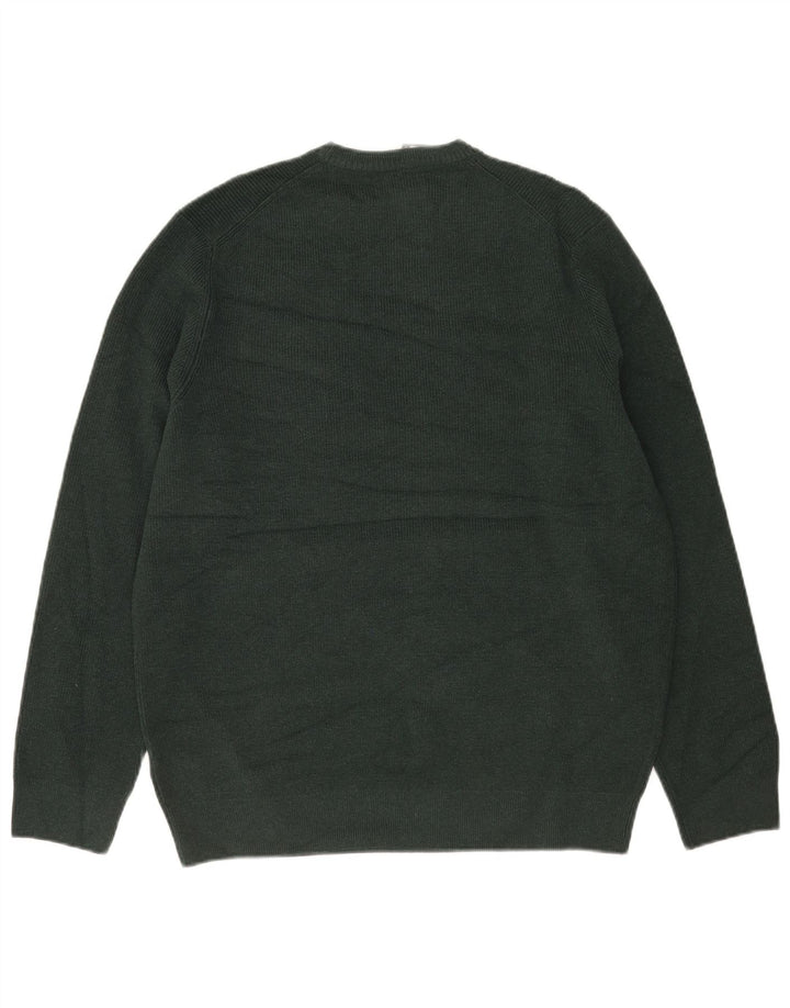 Marks & Spencer Herren-Pullover mit Rundhalsausschnitt, XL, grünes Polyester