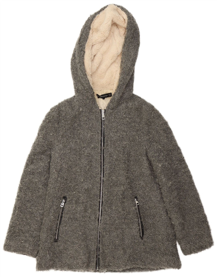 Zara Damen-Bomberjacke mit Kapuze, übergroß, Gr. 6, XS, grau, Polyester