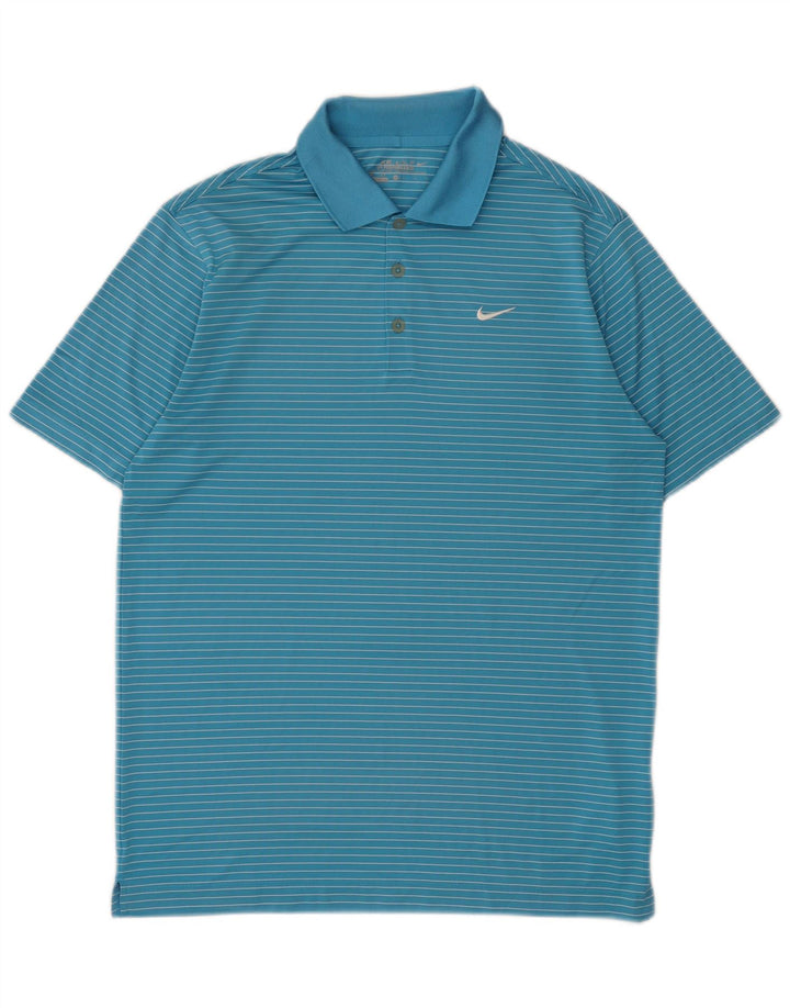 Nike Herren Dri Fit Poloshirt Mittelblaues Nadelstreifen-Polyester