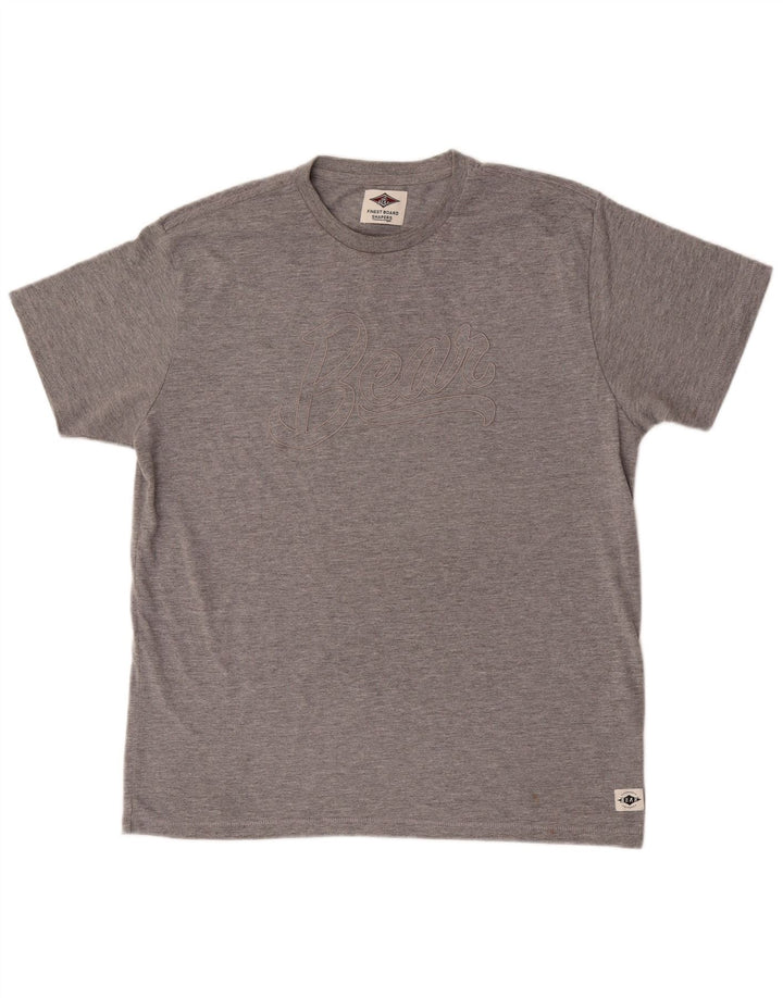 Bear Herren Grafik-T-Shirt-Oberteil XL Grau meliertes Polyester