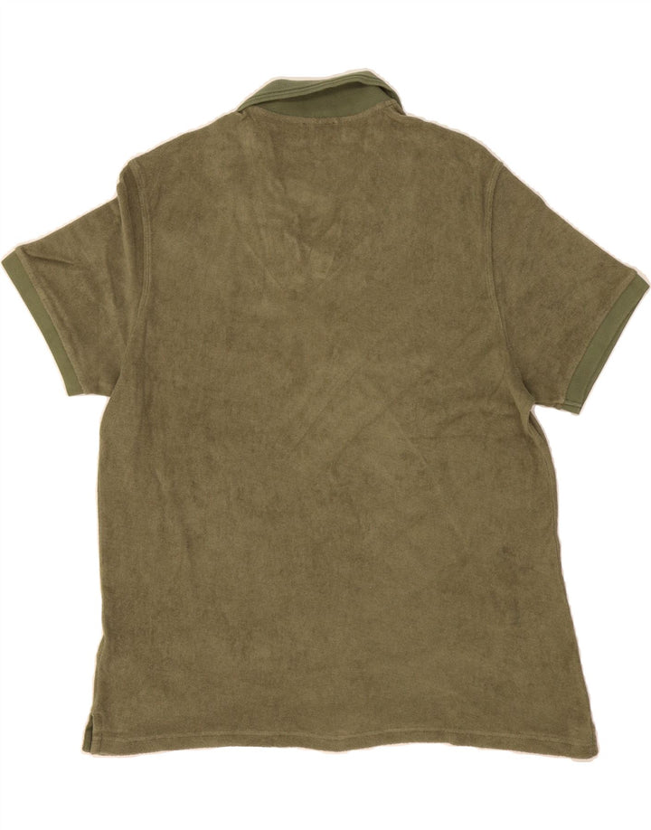 JAEGER Mens Polo Shirt Large Khaki Cotton Vintage Jaeger and Second-Hand Jaeger from Messina Hembry 