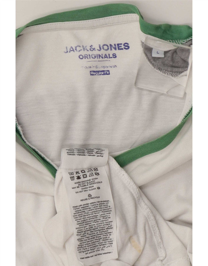 Jack & Jones Herren-Oberteil mit normaler Passform, langärmlig, groß, Weiß, Farbblock