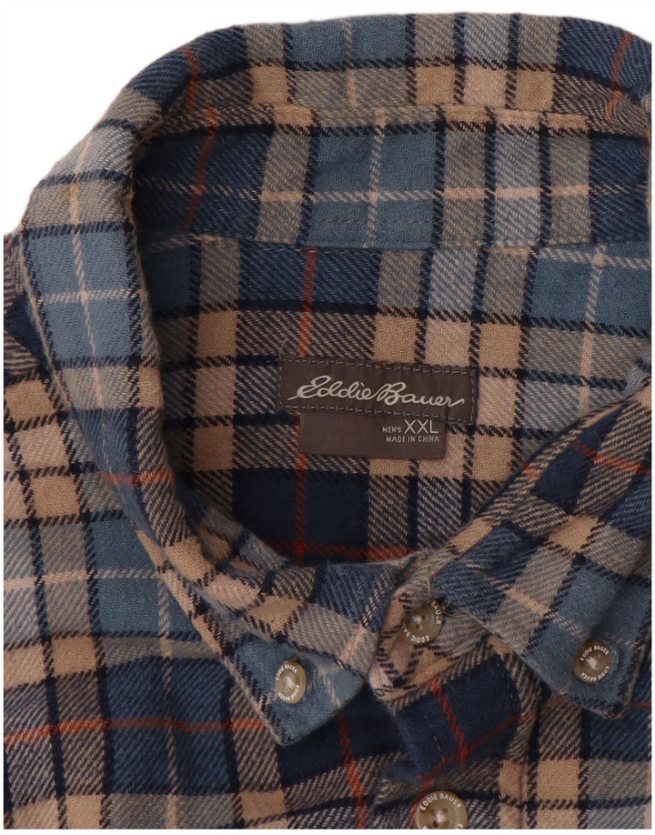 EDDIE BAUER Herren Flanellhemd 2XL blau kariert Baumwolle