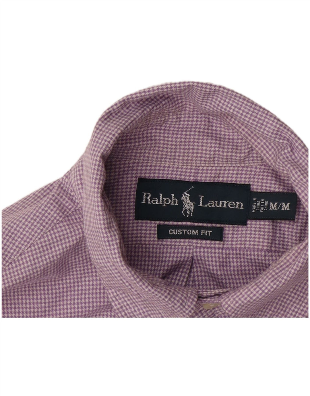 Ralph Lauren Herren-Hemd mit individueller Passform, mittelviolette Hahnentritt-Baumwolle