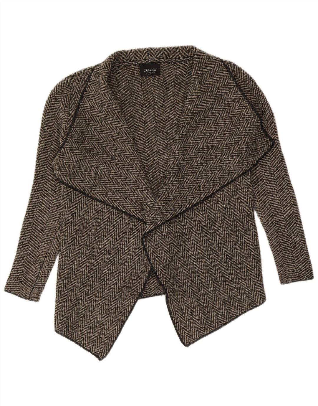 Asymmetrischer, offener Strickjackenpullover für Damen von Zara, Gr