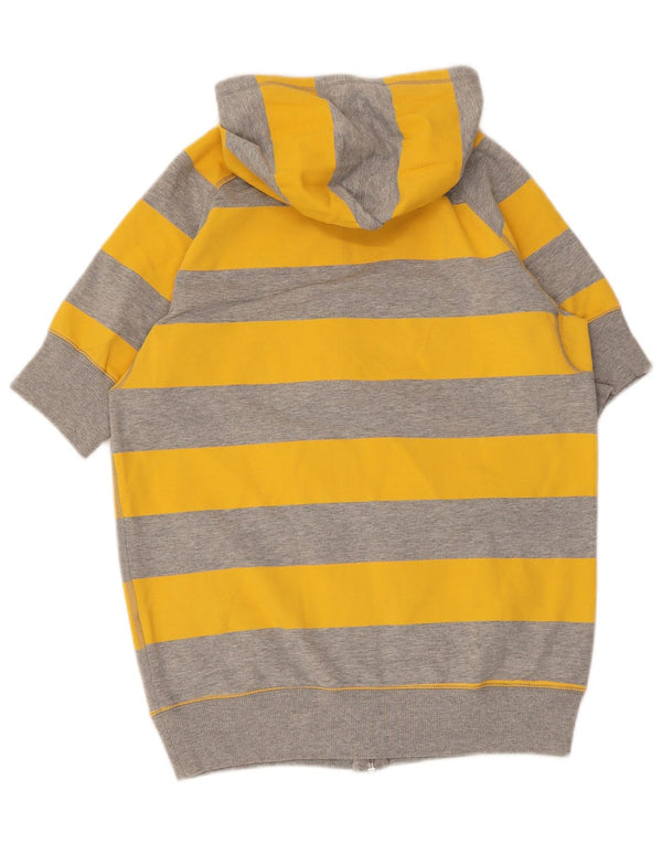 Nike Damen Kurzarm-Kapuzenpullover mit Reißverschluss, UK 10/12, mittelgelb gestreift