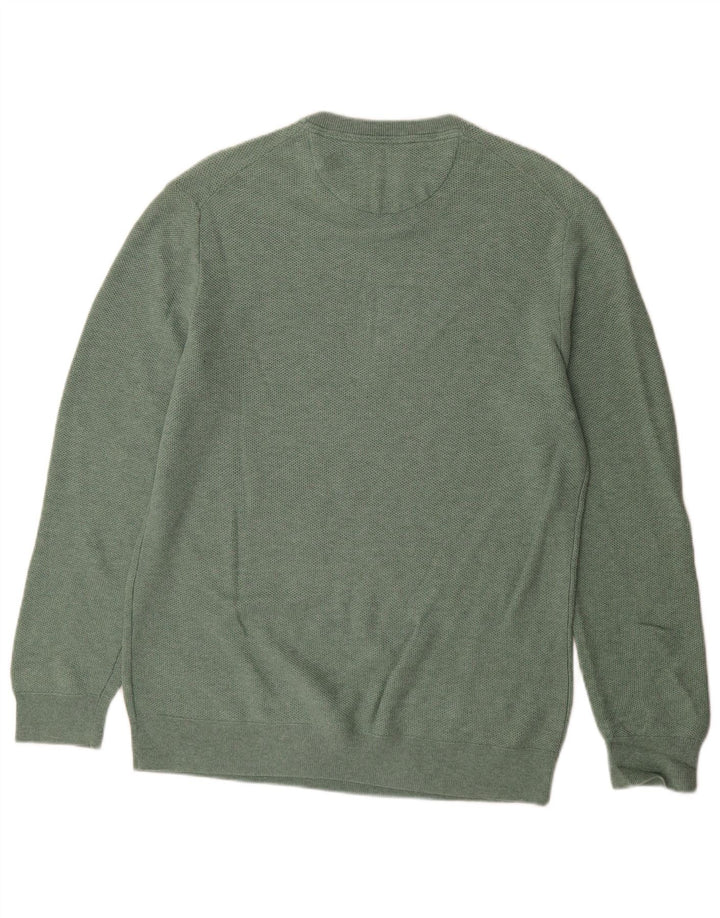 White Stuff Herren-Pullover mit Rundhalsausschnitt, mittelgrüne Baumwolle