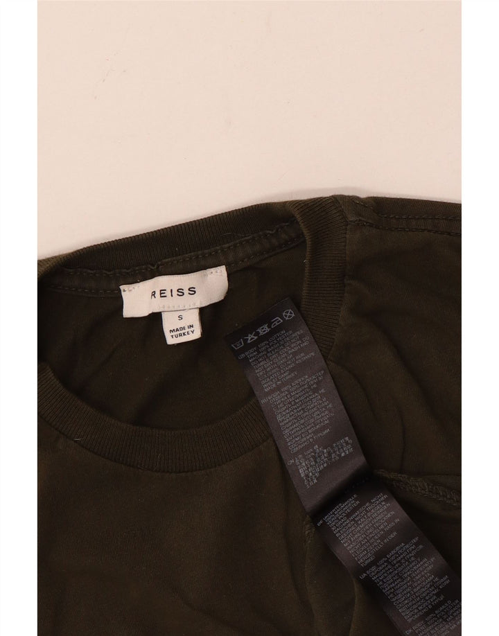 REISS Herren T-Shirt Top Small Khaki Baumwolle