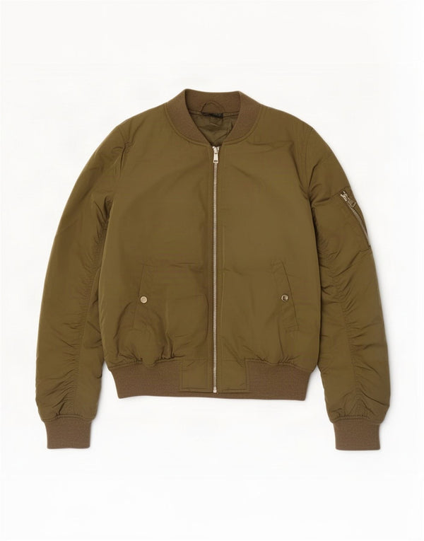 Topshop Damen Bomberjacke UK 10 Small Khaki Polyester