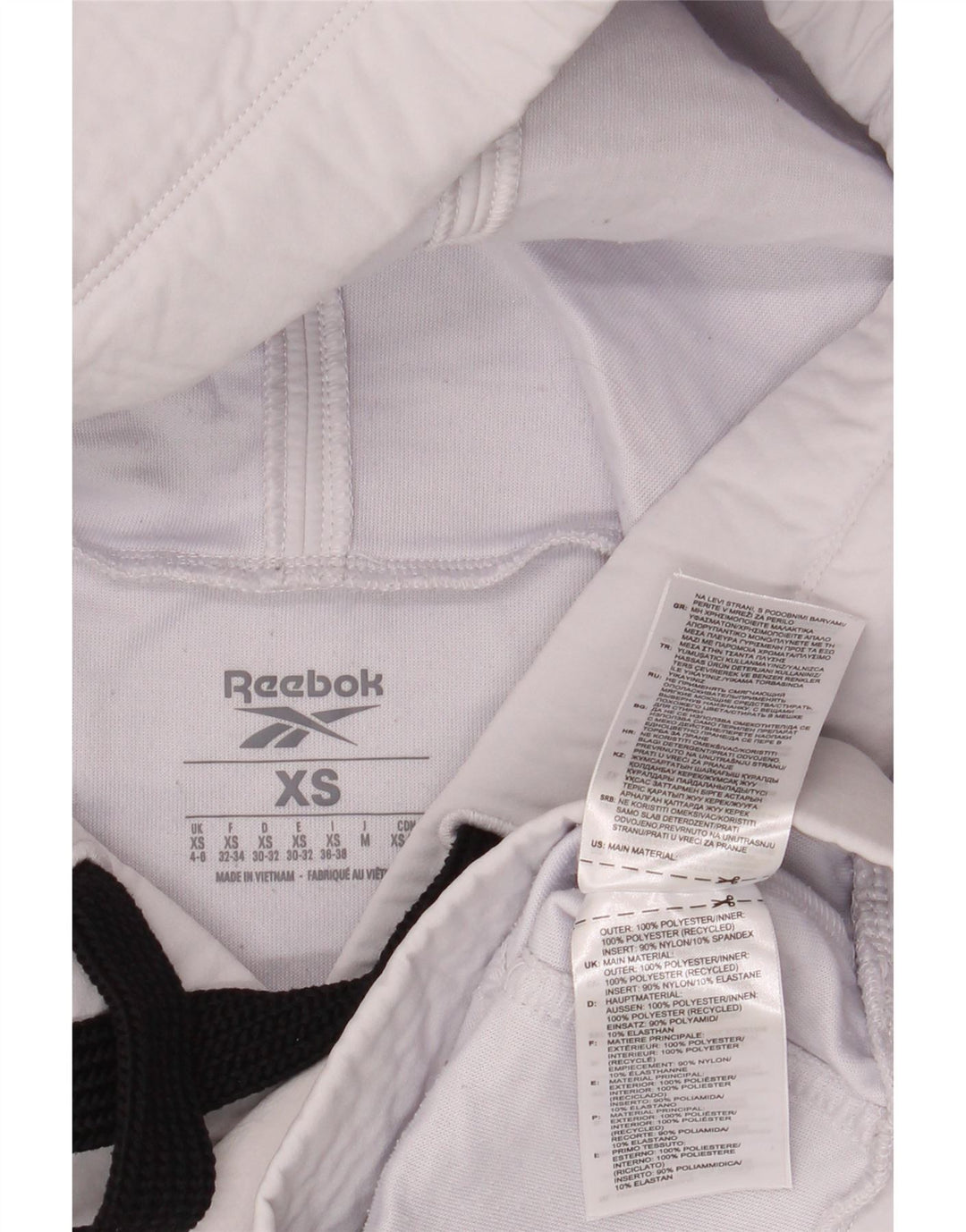 REEBOK Damen Übergroßer Kapuzenpullover UK 4/6 XS Off White Polyester