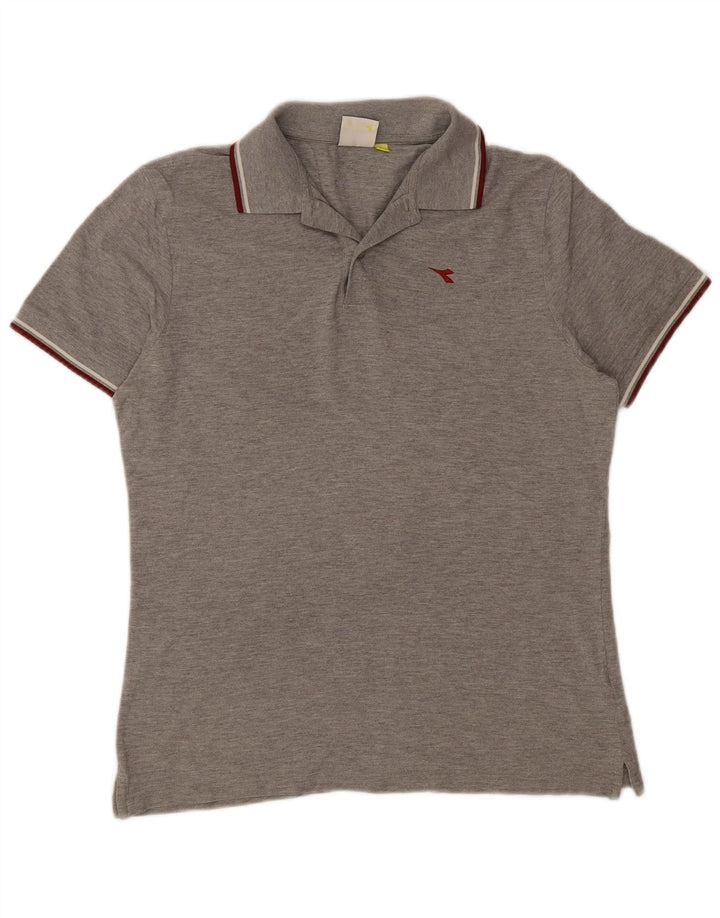 Diadora Herren-Poloshirt, groß, grau gestreift, Baumwolle