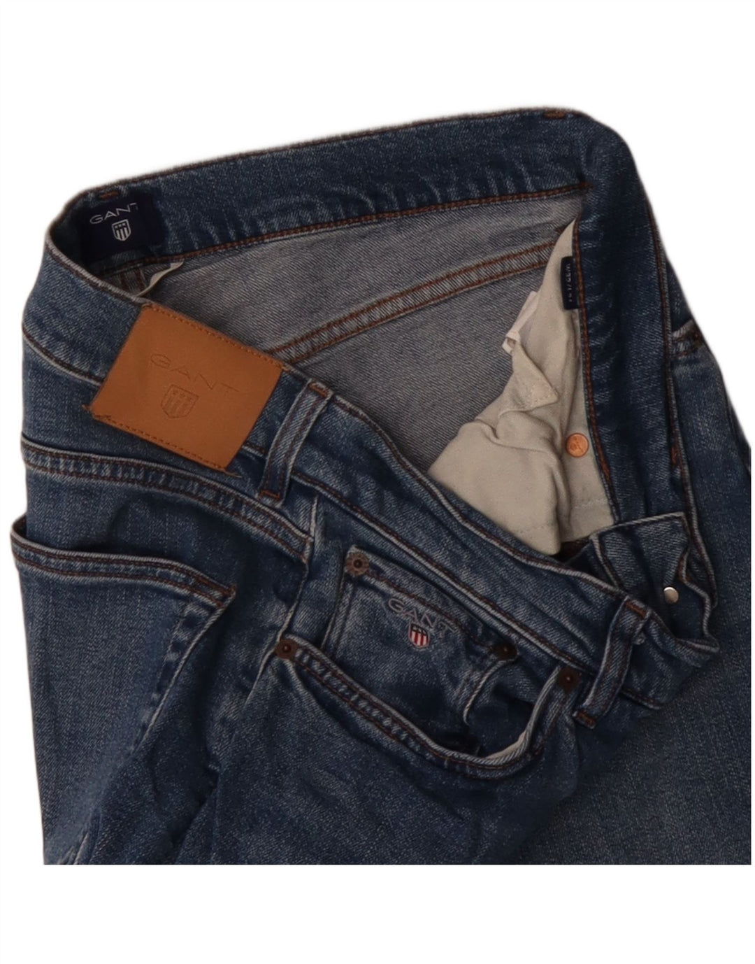 GANT Damen Straight Jeans W32 L29 Blaue Baumwolle