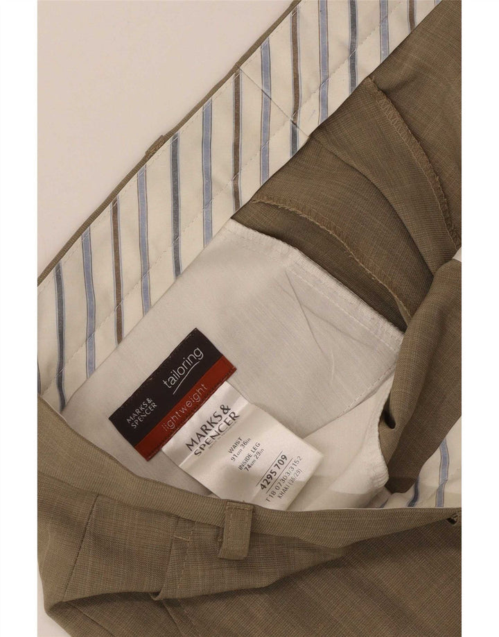Gerade Damen-Anzughose von Marks & Spencer, W36, L29, Khaki, Polyester