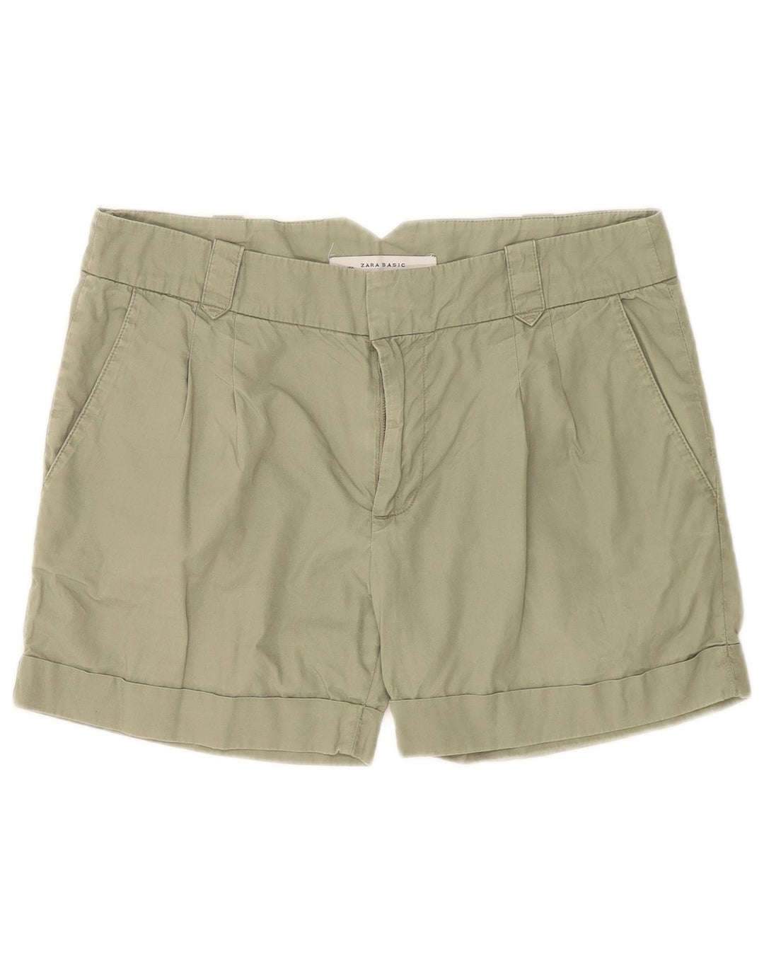 Zara Damen Pegged Chino Shorts Medium W28 Grüne Baumwolle