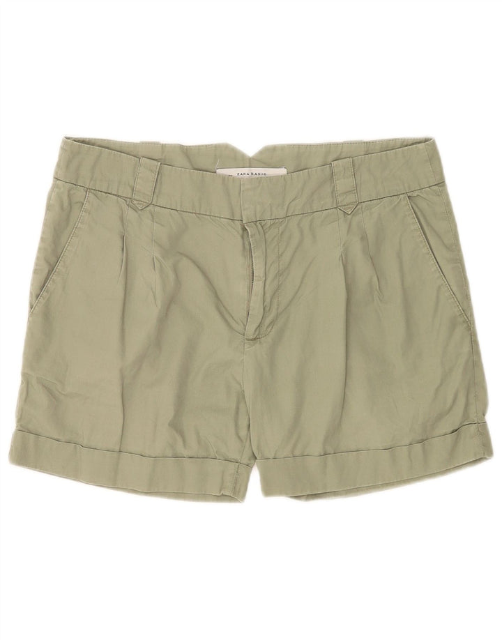 Zara Damen Pegged Chino Shorts Medium W28 Grüne Baumwolle