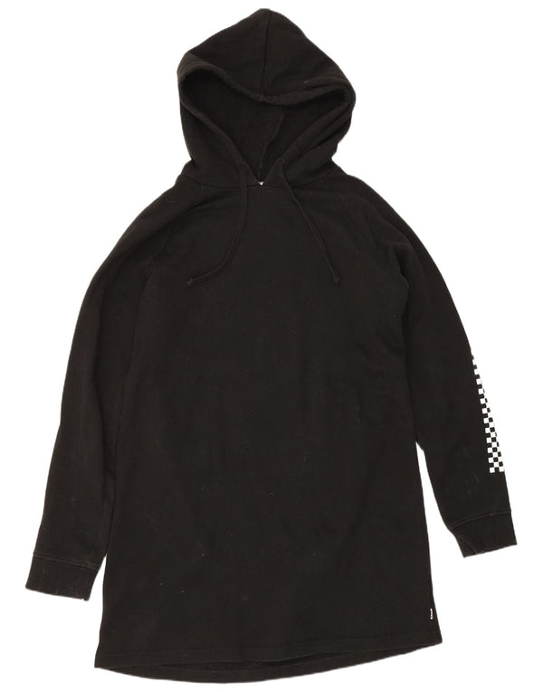 Vans Womens Longline Graphic Hoodie Jumper UK 14 Medium Black Cotton