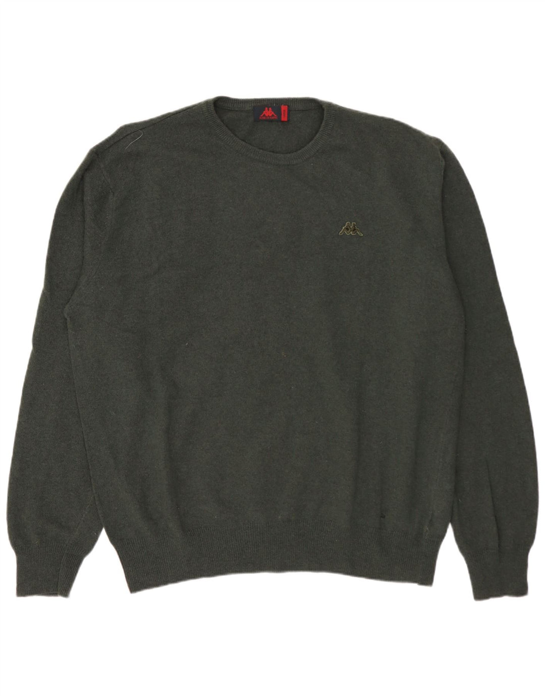 Kappa Herren-Pullover mit Rundhalsausschnitt, groß, grüne Lammwolle