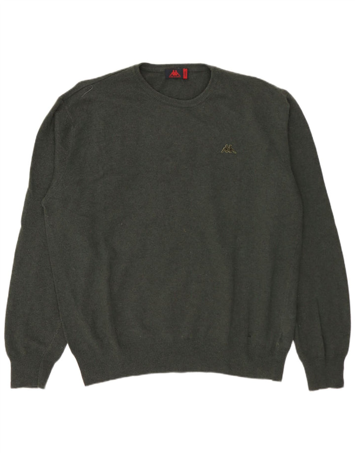 Kappa Herren-Pullover mit Rundhalsausschnitt, groß, grüne Lammwolle