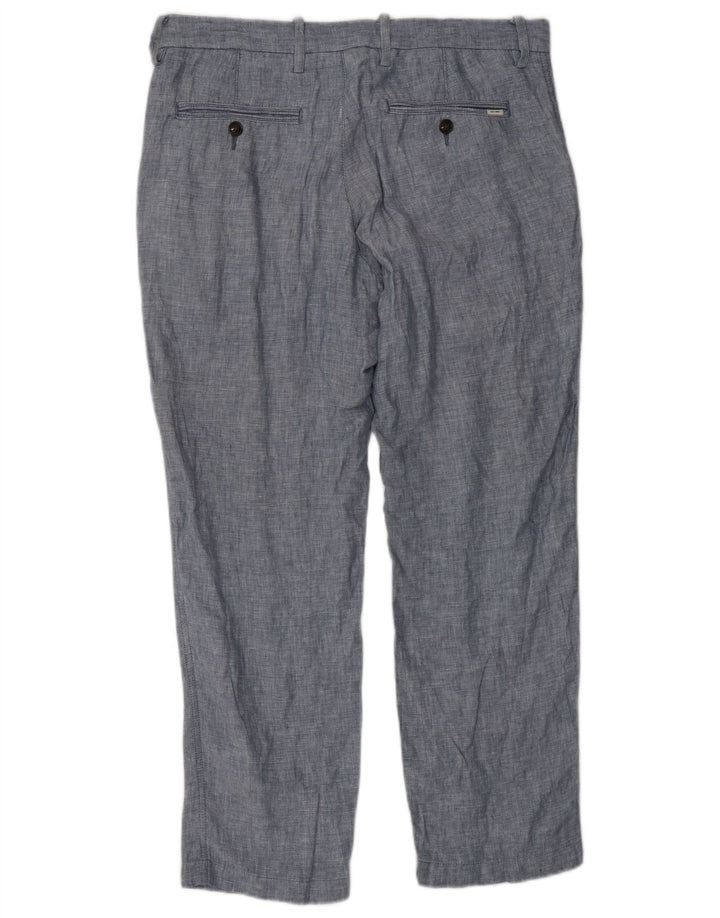 Marks & Spencer Maßgeschneiderte, gerade Anzughose für Herren, W32, L29, blaues Leinen