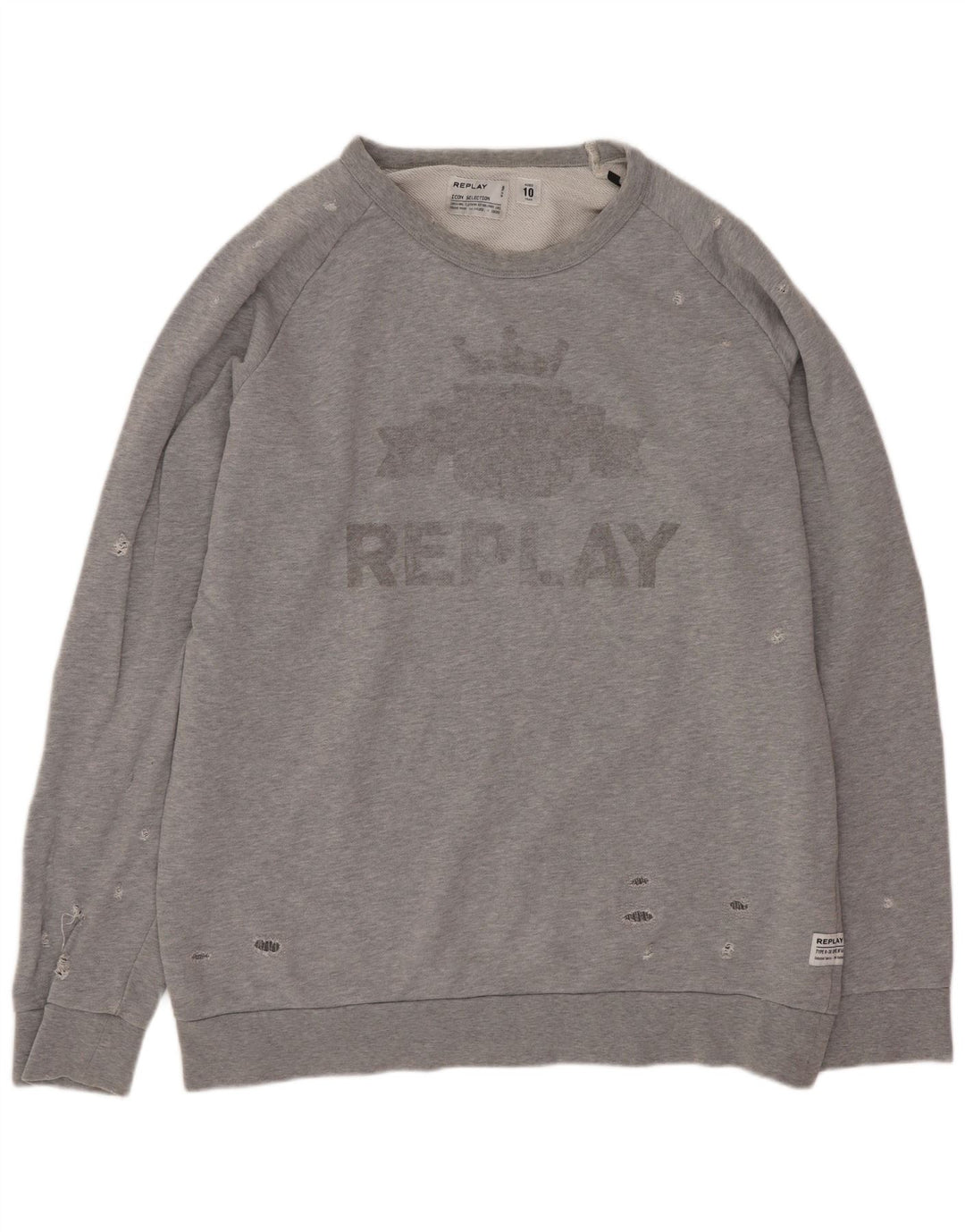 Replay Jungen-Sweatshirt im Used-Look, übergroß, Grafik, 9–10 Jahre, Grau