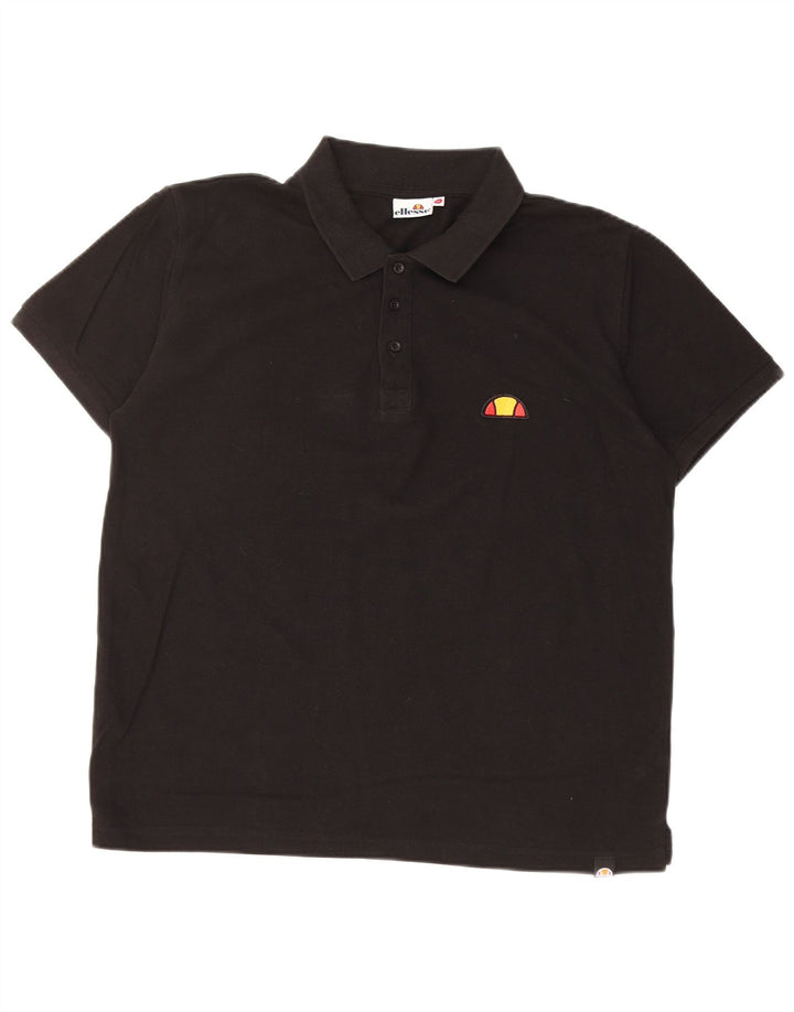 ELLESSE Mens Polo Shirt Medium Black Cotton