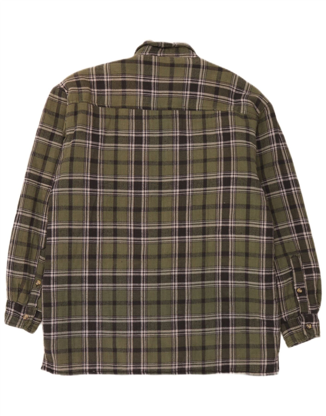 Vintage Holzfäller-Flanellhemd für Herren, mittelgrün, kariert, Baumwolle