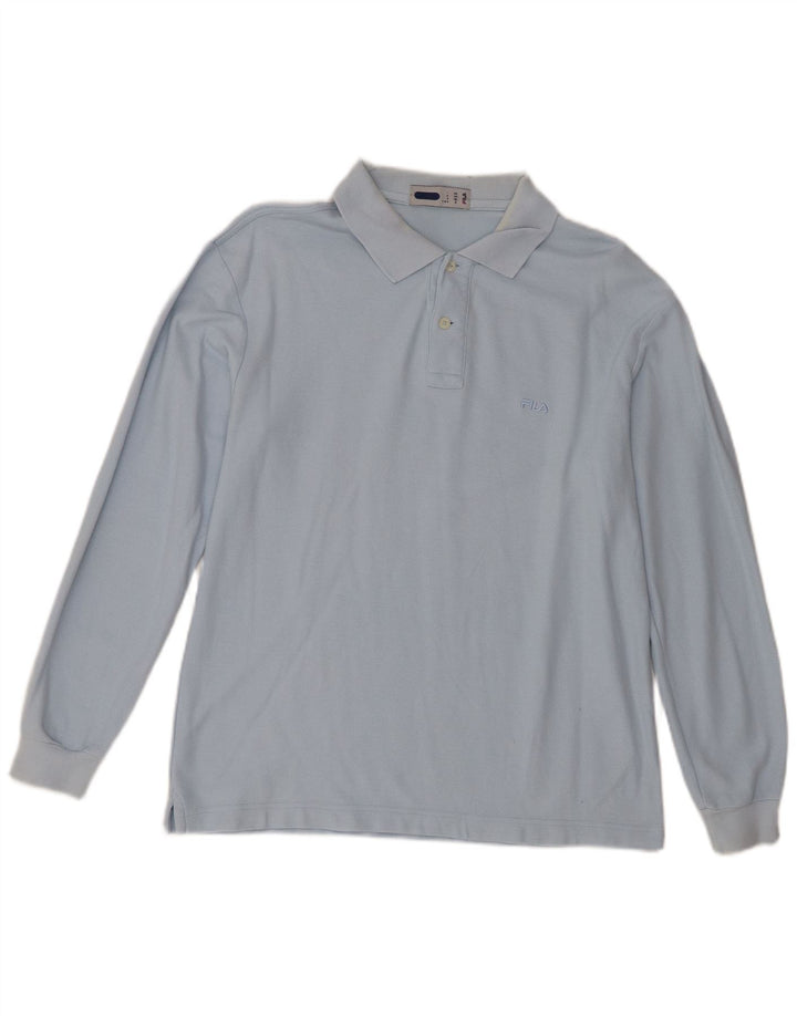 Fila Herren Langarm-Poloshirt, kleine blaue Baumwolle