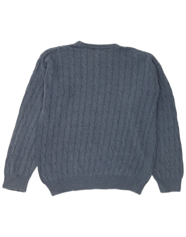 Gant Herren-Pullover mit Rundhalsausschnitt, groß, aus blauer Baumwolle