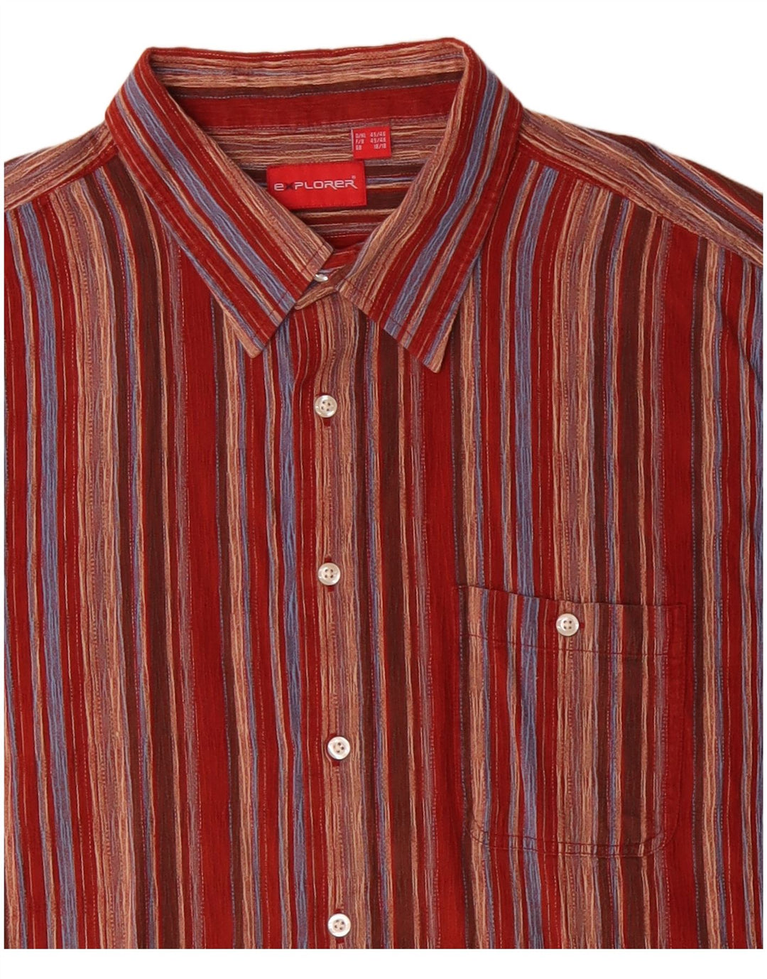 EXPLORER Herren-Kurzarmhemd, Größe 18, 2XL, rot gestreift, Baumwolle
