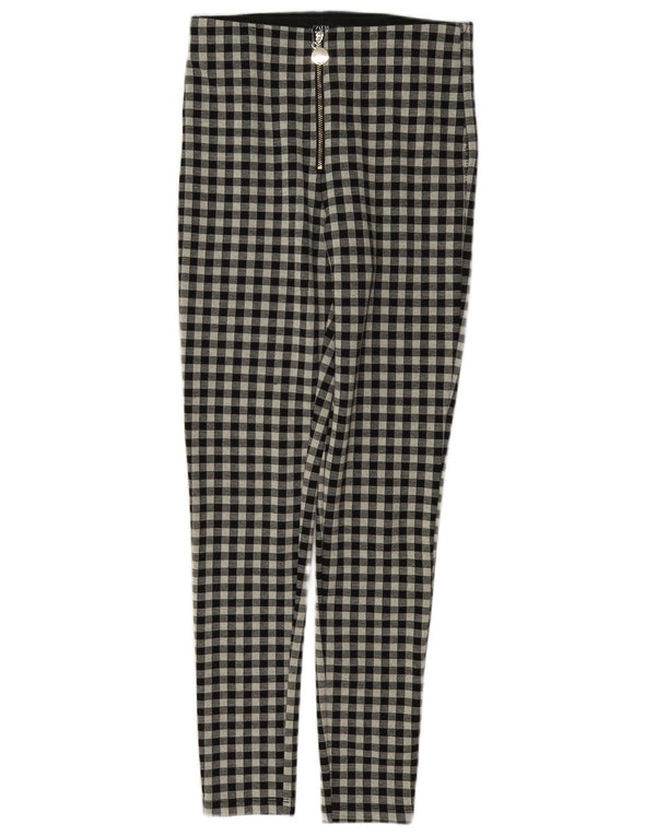 Zara Skinny-Freizeithose für Damen, Größe S, W26, L28, Schwarz, Gingham
