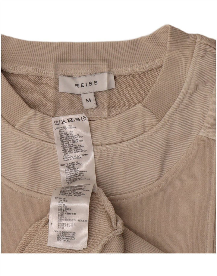 REISS Damen-Sweatshirt-Pullover UK 14 Mittelbeige Baumwolle