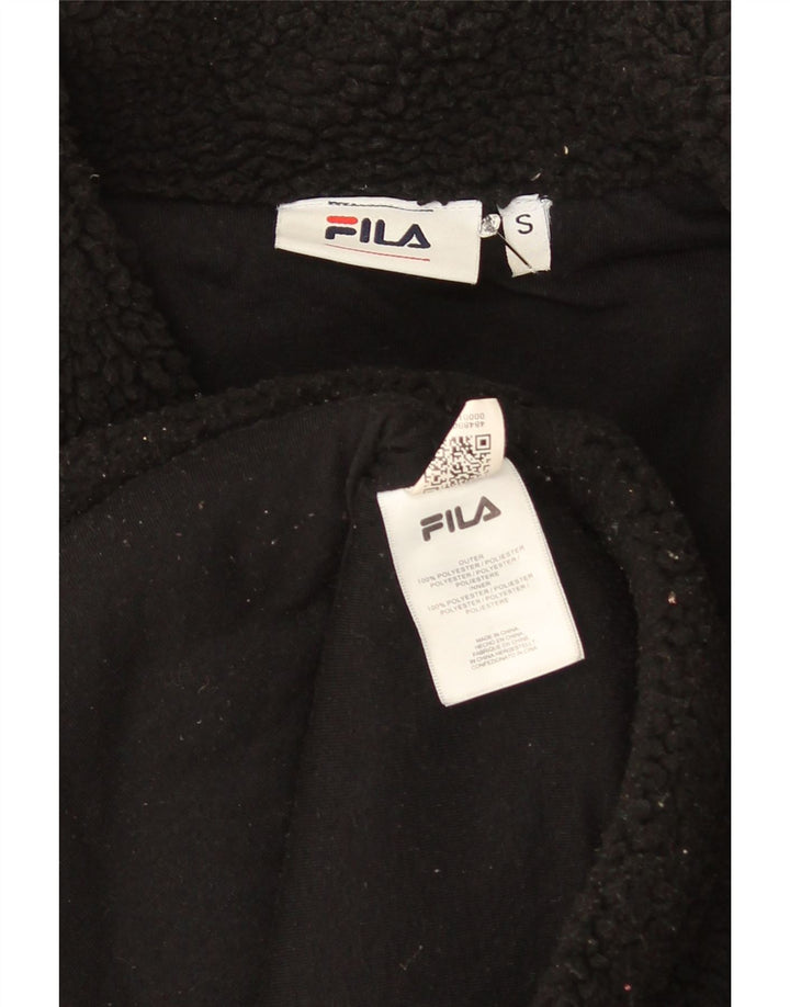 Fila Damen Graphic Fleecejacke UK 10 Small Schwarz Polyester