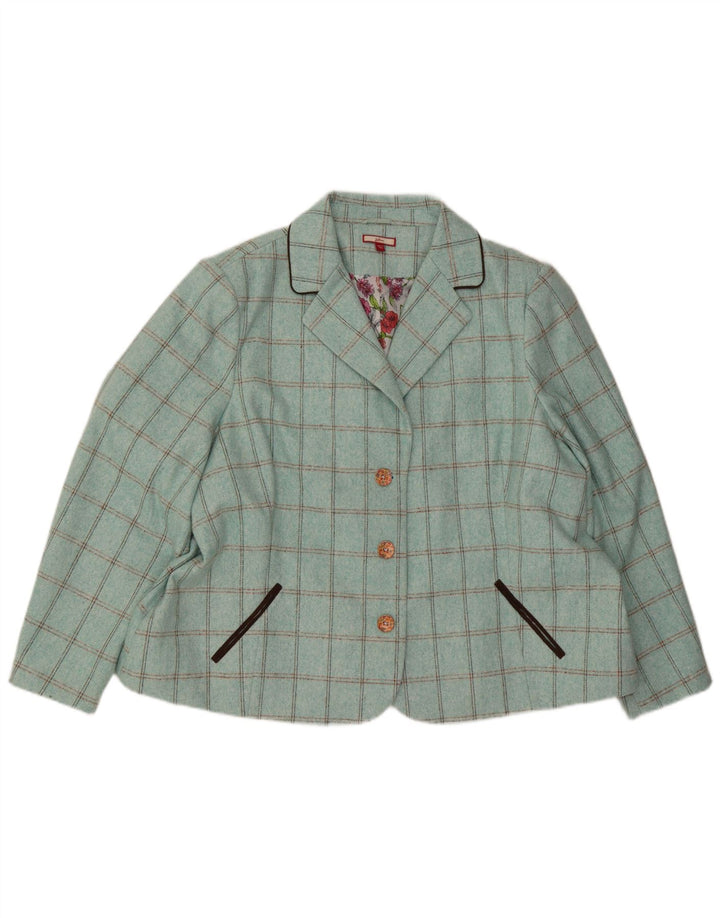 Joe Browns Damen 3-Knopf-Blazerjacke UK 30 7XL Türkis kariert