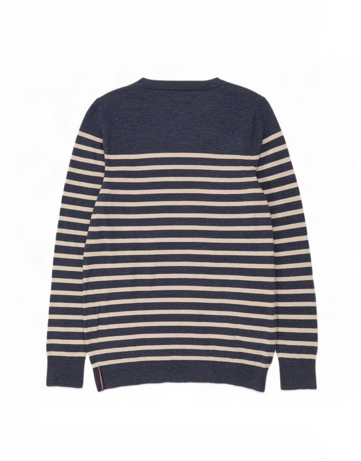 Tommy Hilfiger Herren-Pullover mit U-Boot-Ausschnitt, mittleres Marineblau gestreift