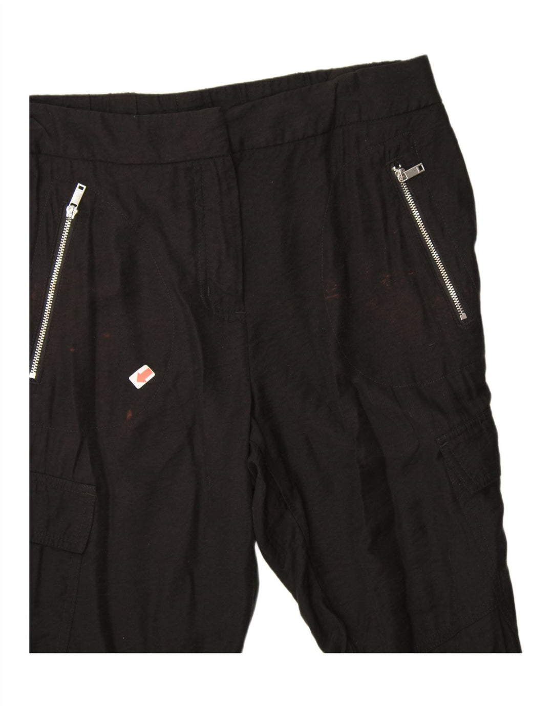 DKNY Womens Tapered Cargo Trousers US 6 Medium W30 L28 Black Rayon Vintage Dkny and Second-Hand Dkny from Messina Hembry 