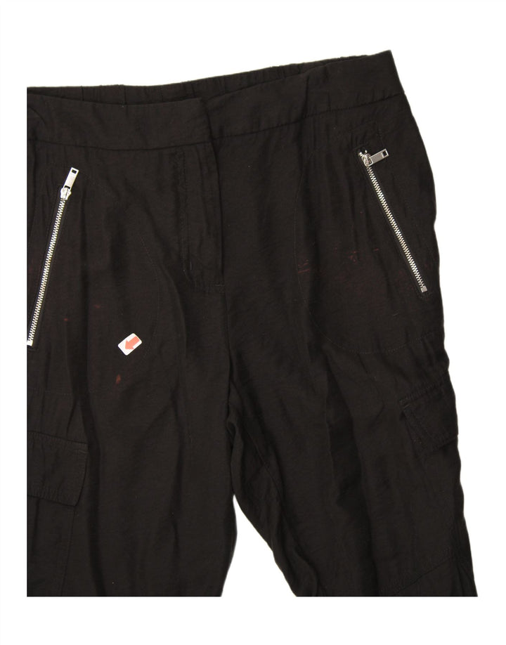 DKNY Womens Tapered Cargo Trousers US 6 Medium W30 L28 Black Rayon Vintage Dkny and Second-Hand Dkny from Messina Hembry 