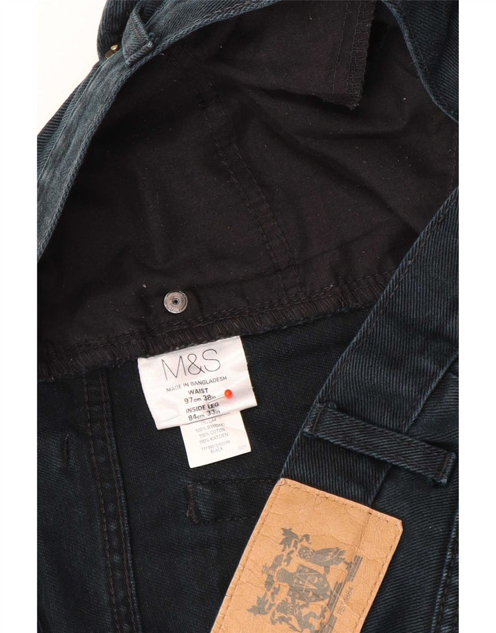 Marks & Spencer Herren Straight Jeans W38 L33 Schwarze Baumwolle