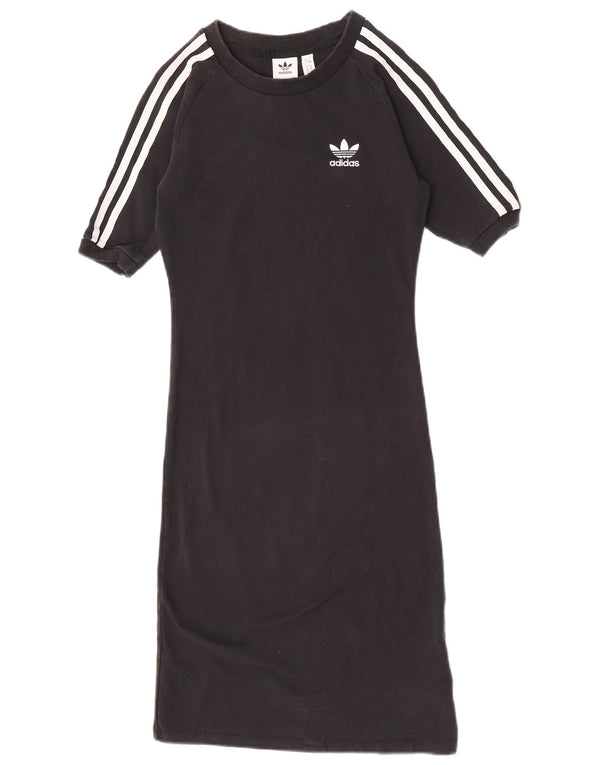 Adidas Damen T-Shirt Kleid UK 8 Small Schwarz Baumwolle