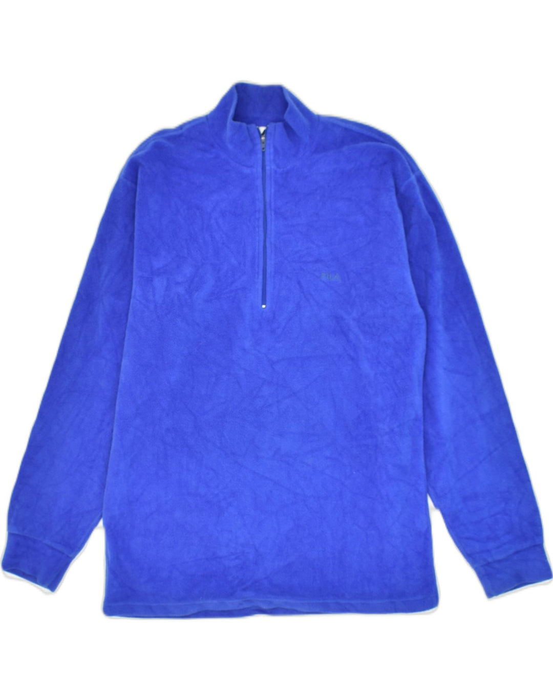 FILA Mens Zip Neck Fleece Jumper IT 46 Small Blue Polyester | Vintage Fila | Thrift | Second-Hand Fila | Used Clothing | Messina Hembry 