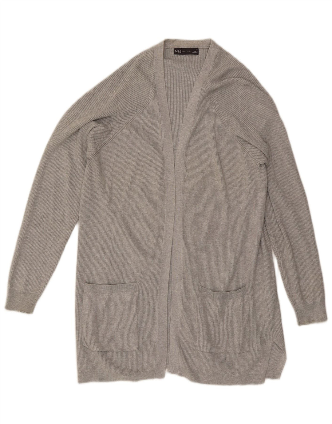 Marks & Spencer Damen Longline Open Cardigan Pullover UK 14 Mittelgrau