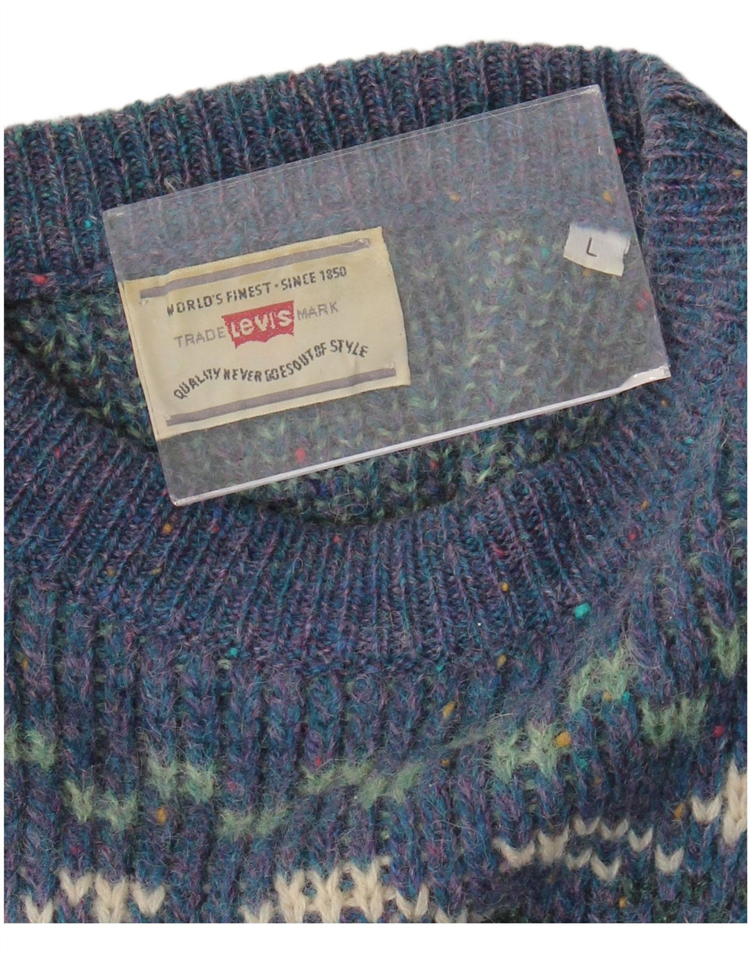 Levi's Damen-Pullover mit U-Boot-Ausschnitt, UK 16, Größe L, Blau, Fair Isle