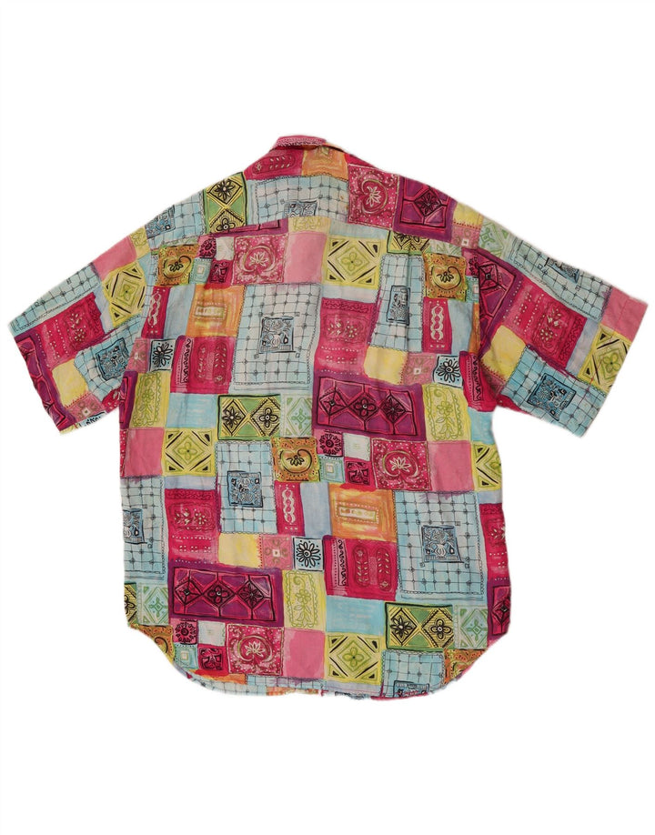 Vintage Herren Kurzarmhemd Medium Mehrfarbig Patchwork