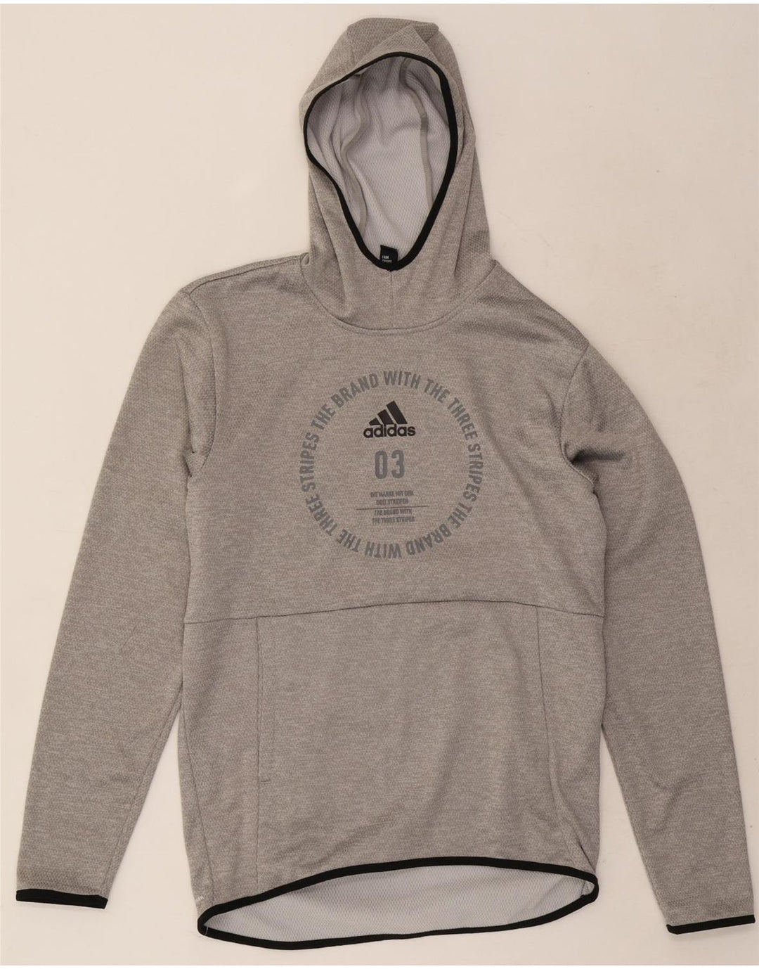 Adidas Herren Graphic Hoodie Pullover Small Grau Polyester
